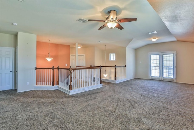 6600 Cascade Dr, Waco, TX 76712 - empty room with carpet floors, a ceiling fan, and lofted ceiling