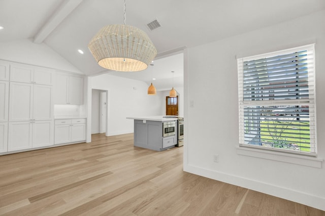 301 E Wall St, Grapevine, TX 76051 - unfurnished living room featuring light wood-style floors and recessed lighting