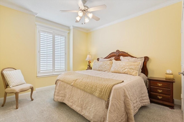 1313 Windstone Dr, Waco, TX 76712 - bedroom featuring carpet floors, multiple windows, ornamental molding, and ceiling fan