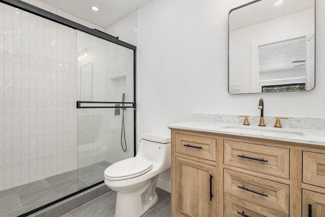 4942 Thunder Rd, Dallas, TX 75244 - full bath featuring vanity, tiled shower, and tile patterned floors