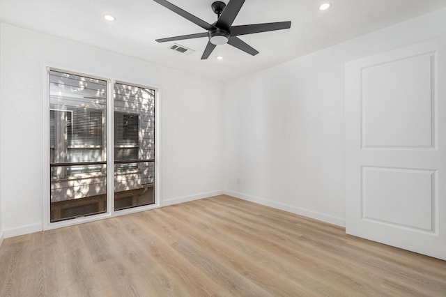 4942 Thunder Rd, Dallas, TX 75244 - empty room with a ceiling fan, wood finished floors, and recessed lighting