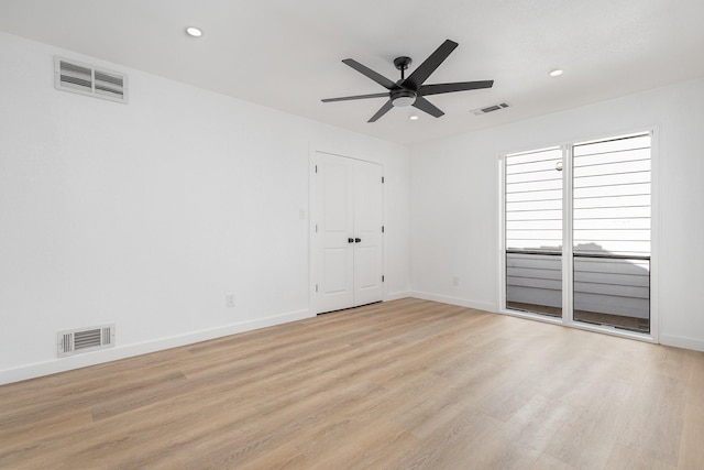 4942 Thunder Rd, Dallas, TX 75244 - spare room with a ceiling fan, light wood-style flooring, and recessed lighting