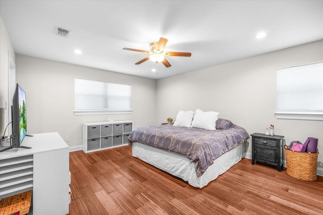 612 W Park Ave, Weatherford, TX 76086 - bedroom with wood finished floors, recessed lighting, and ceiling fan