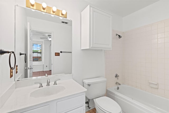 2707 Garden Springs Dr, Richardson, TX 75082 - full bathroom featuring vanity, shower / bathtub combination, and a ceiling fan