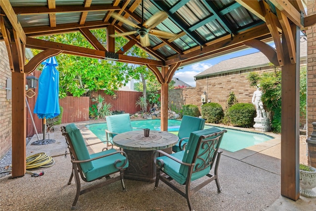 2707 Garden Springs Dr, Richardson, TX 75082 - fenced backyard with a gazebo, ceiling fan, and a patio