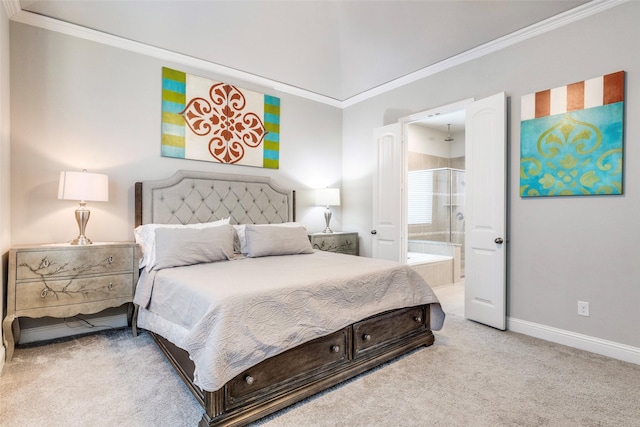 3300 Western Bluff Ct, Mansfield, TX 76063 - carpeted bedroom featuring ornamental molding and ensuite bath