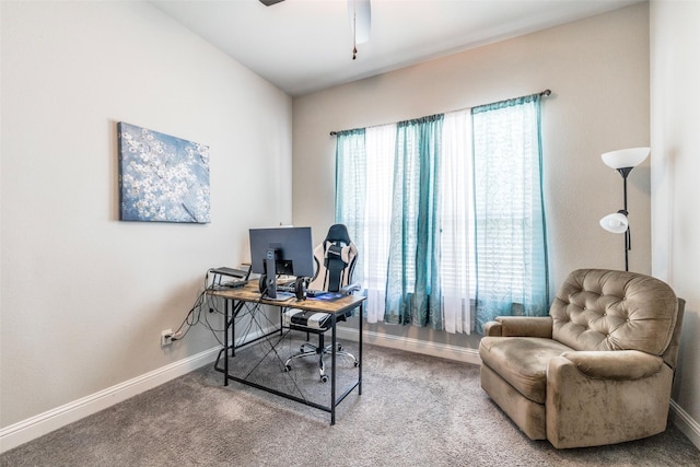 3300 Western Bluff Ct, Mansfield, TX 76063 - carpeted office with baseboards and ceiling fan