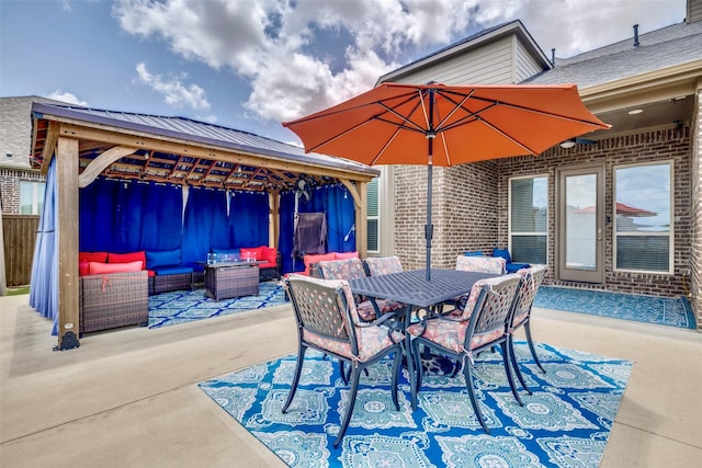 3300 Western Bluff Ct, Mansfield, TX 76063 - view of patio with an outdoor hangout area, a gazebo, and outdoor dining area