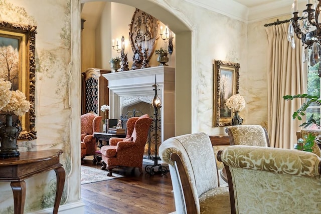 3048 Concord Pl, Tyler, TX 75701 - living area with wood finished floors and arched walkways