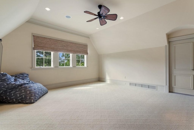 3048 Concord Pl, Tyler, TX 75701 - additional living space with lofted ceiling, carpet floors, a ceiling fan, and recessed lighting