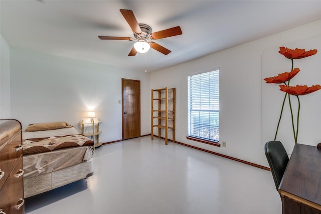 2917 Fladger St, Denton, TX 76207 - bedroom featuring concrete flooring and ceiling fan