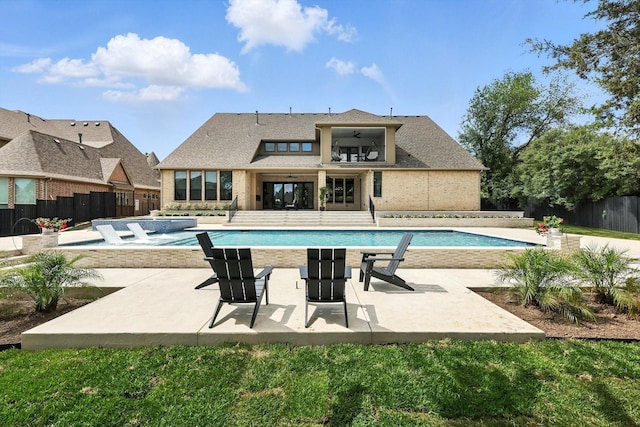 320 W Highland St, Southlake, TX 76092 - view of swimming pool with a fenced backyard, ceiling fan, and a patio area