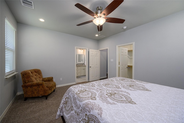 308 N 4th St, Gunter, TX 75058 - carpeted bedroom with recessed lighting, ensuite bathroom, and a ceiling fan