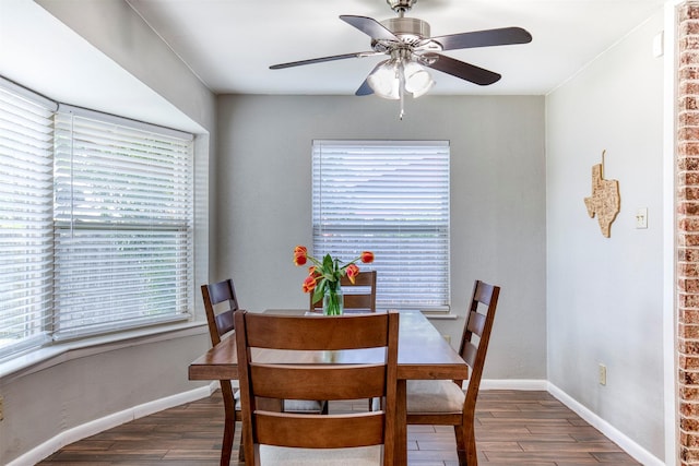 6005 Frontier Ln, Plano, TX 75023 - dining area featuring wood finished floors and a ceiling fan