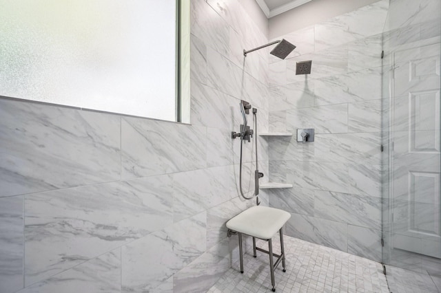 3900 Ironstone Ln, Mckinney, TX 75070 - full bathroom with a walk in shower and ornamental molding