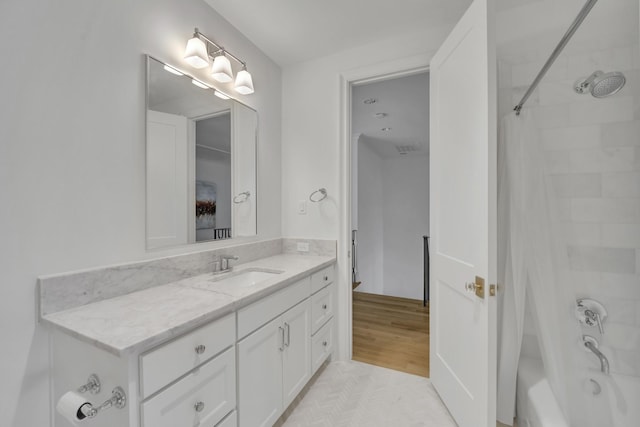 6819 Park Ln, Dallas, TX 75225 - bathroom featuring vanity and shower / tub combo