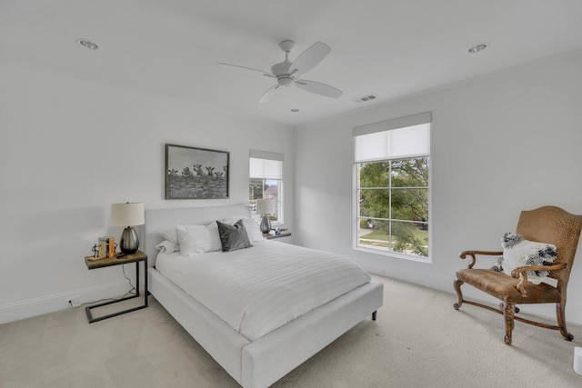 6819 Park Ln, Dallas, TX 75225 - bedroom featuring light colored carpet and a ceiling fan