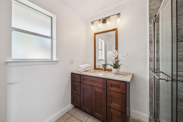 321 Malero Dr, Grand Prairie, TX 75051 - full bath with vanity, tile patterned flooring, and a shower stall