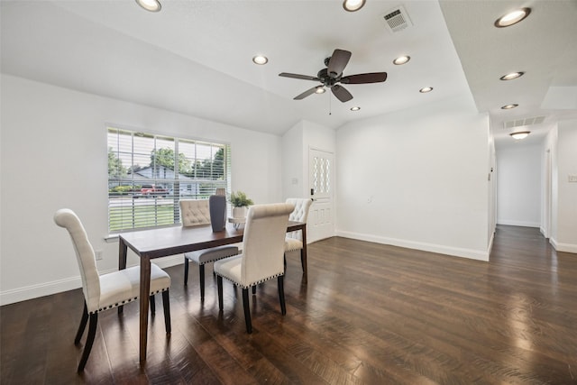 321 Malero Dr, Grand Prairie, TX 75051 - dining room with recessed lighting, dark wood-style flooring, and ceiling fan