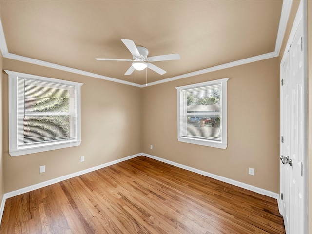 903 20th St, Plano, TX 75074 - unfurnished room with wood finished floors, ornamental molding, and ceiling fan