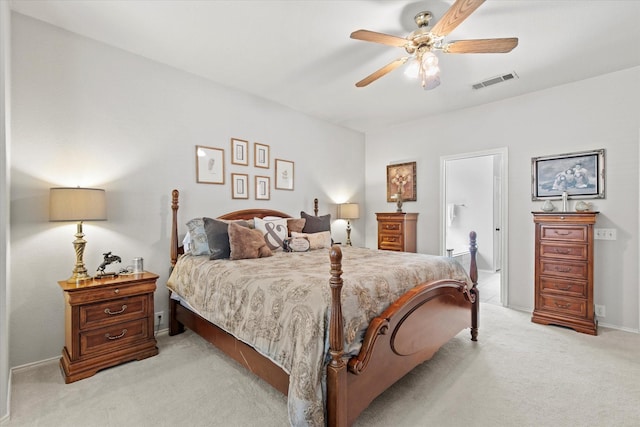 6749 Misty Hollow Dr, Plano, TX 75024 - bedroom featuring light carpet, a ceiling fan, and ensuite bath