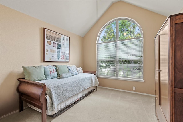 6749 Misty Hollow Dr, Plano, TX 75024 - bedroom with multiple windows, lofted ceiling, and light colored carpet