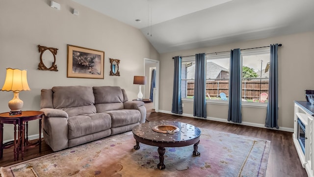 801 Lake Forest Trl, Little Elm, TX 75068 - living room with lofted ceiling and wood finished floors