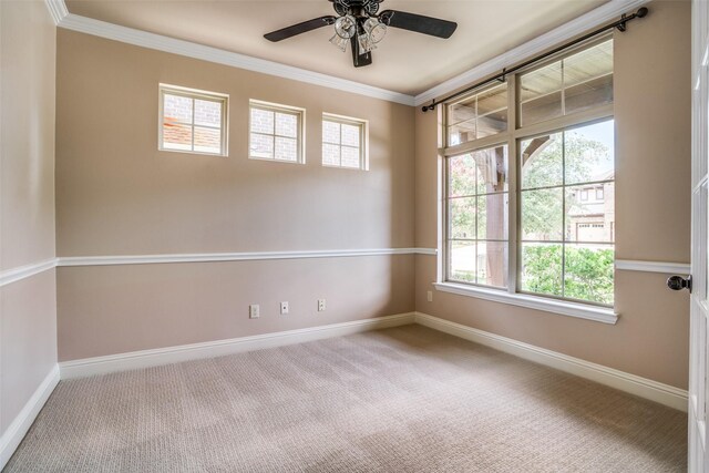 905 Brendan Dr, Little Elm, TX 75068 - unfurnished room featuring carpet floors, ceiling fan, and crown molding