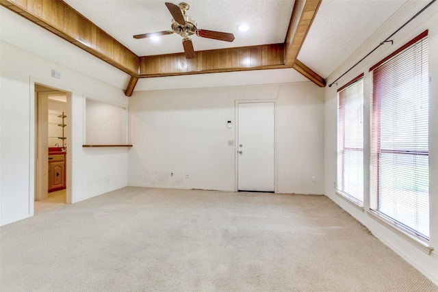 2307 Silver Holly Ln, Richardson, TX 75082 - spare room with lofted ceiling, light carpet, and ceiling fan