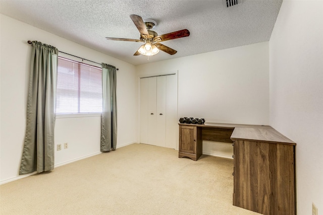 2307 Silver Holly Ln, Richardson, TX 75082 - unfurnished office featuring light colored carpet, a ceiling fan, and a textured ceiling