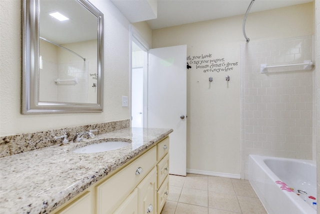 2307 Silver Holly Ln, Richardson, TX 75082 - bathroom with vanity, tile patterned floors, and shower / washtub combination