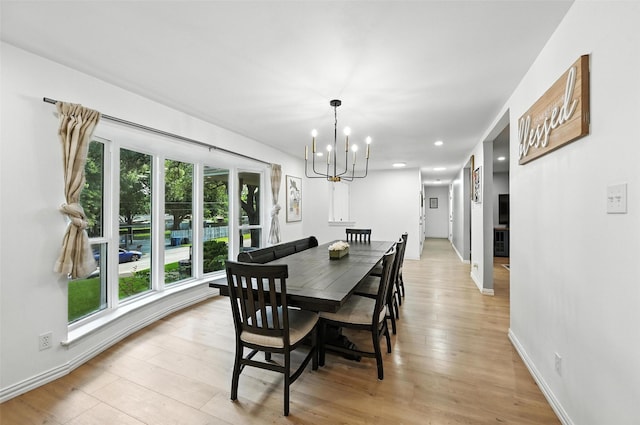 336 Davis Dr, Desoto, TX 75115 - dining area with a chandelier, light wood finished floors, and recessed lighting