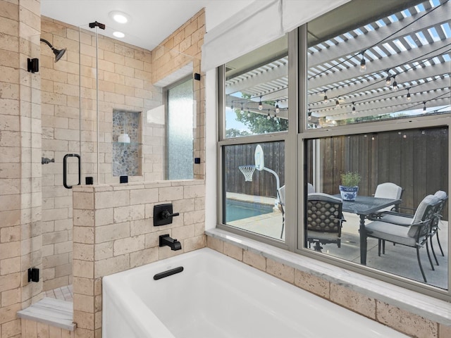 3813 Fall Wheat Dr, Plano, TX 75075 - full bath featuring a garden tub and a shower stall