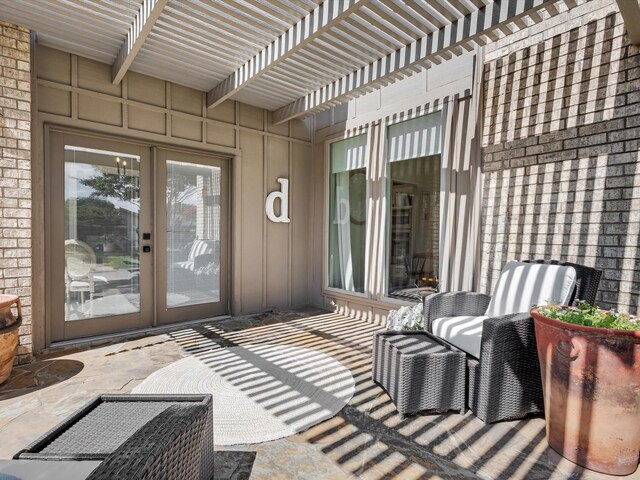 3813 Fall Wheat Dr, Plano, TX 75075 - view of patio with a pergola and french doors