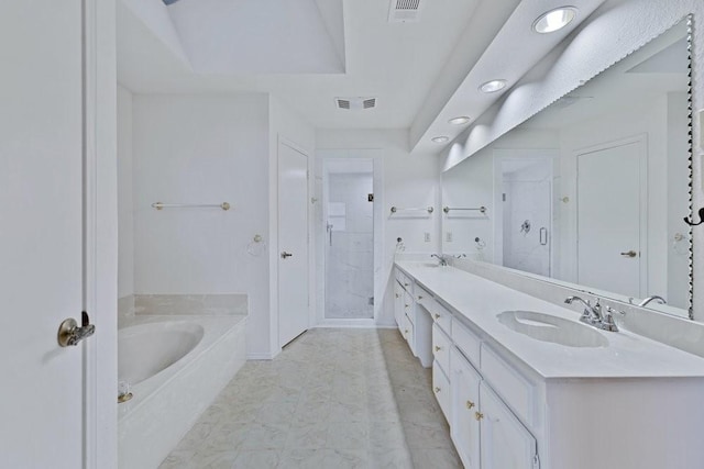 7254 Hialeah Cir W, North Richland Hills, TX 76182 - bathroom featuring a stall shower, a garden tub, and double vanity