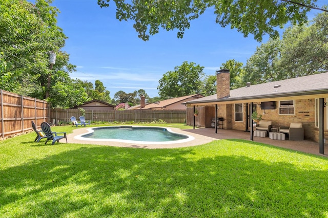 2212 Hurstview Dr, Hurst, TX 76054 - view of pool featuring a fenced backyard, a patio, and area for grilling