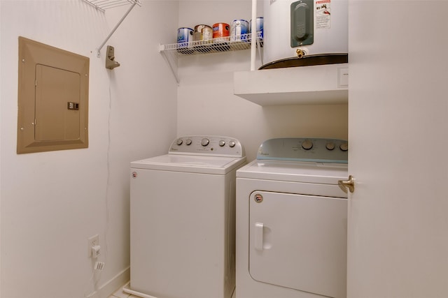 1111 S Akard St Unit 310, Dallas, TX 75215 - laundry area featuring electric panel, water heater, and washing machine and clothes dryer