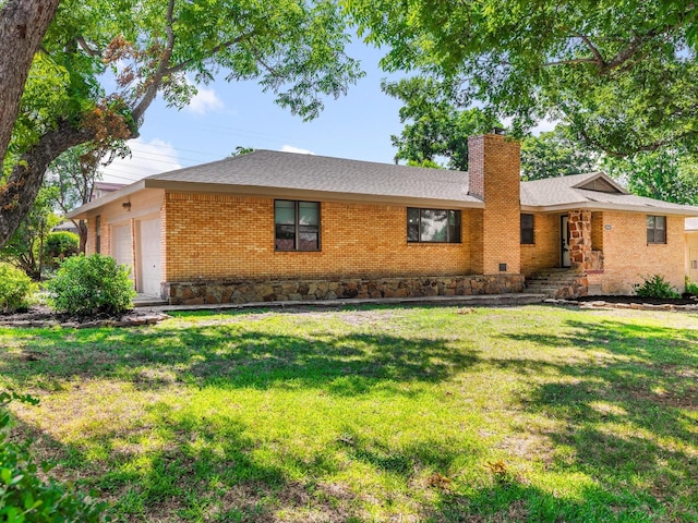 4108 Grand Lake Dr, Lake Worth, TX 76135 - single story home featuring a chimney, a front lawn, a garage, and brick siding