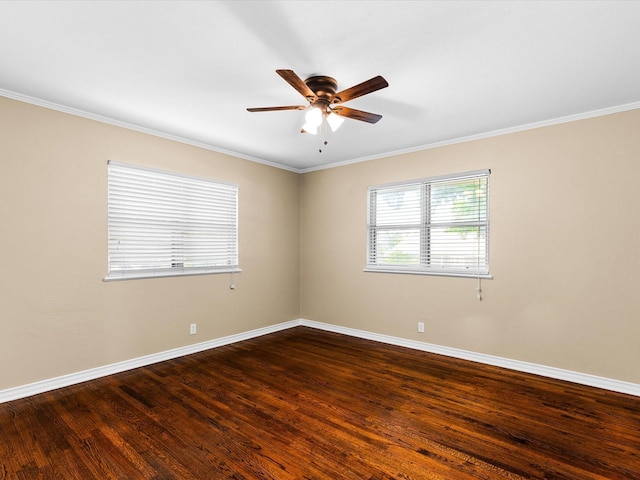 4108 Grand Lake Dr, Lake Worth, TX 76135 - unfurnished room featuring a ceiling fan, dark wood-style floors, and crown molding