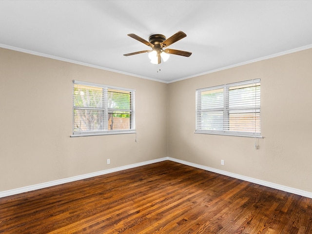 4108 Grand Lake Dr, Lake Worth, TX 76135 - spare room with dark wood finished floors, a ceiling fan, and ornamental molding