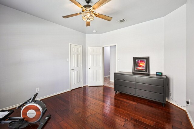 8700 Blacktail Trl, Mckinney, TX 75070 - bedroom with wood-type flooring and a ceiling fan