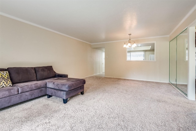 4505 N O Connor Rd Unit 1125, Irving, TX 75062 - carpeted living area with crown molding and a chandelier