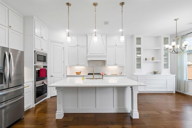 1014 Ember Crest Dr, Rockwall, TX 75087 - kitchen with stainless steel appliances, open shelves, light countertops, tasteful backsplash, and recessed lighting