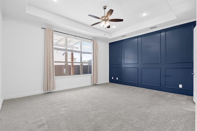 1014 Ember Crest Dr, Rockwall, TX 75087 - unfurnished bedroom featuring a raised ceiling, recessed lighting, carpet, and ceiling fan