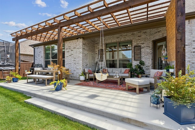 1014 Ember Crest Dr, Rockwall, TX 75087 - view of patio with outdoor lounge area, a pergola, and a hot tub
