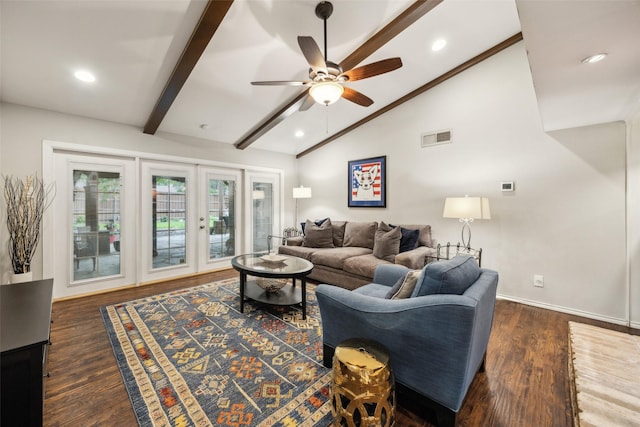 12312 Cox Ln, Dallas, TX 75244 - living area with a ceiling fan, wood finished floors, french doors, and recessed lighting