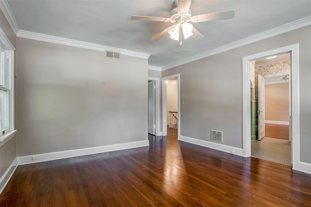 6224 Curzon Ave, Fort Worth, TX 76116 - spare room with wood finished floors, ceiling fan, and crown molding