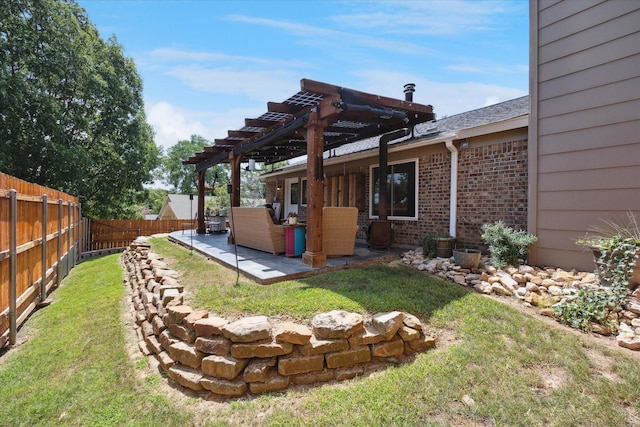 4201 Ravenhill Ln, Arlington, TX 76016 - fenced backyard with a pergola and a patio area
