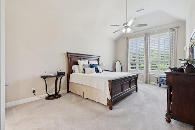 14845 Belclaire Ave, Aledo, TX 76008 - bedroom featuring lofted ceiling, light carpet, and ceiling fan