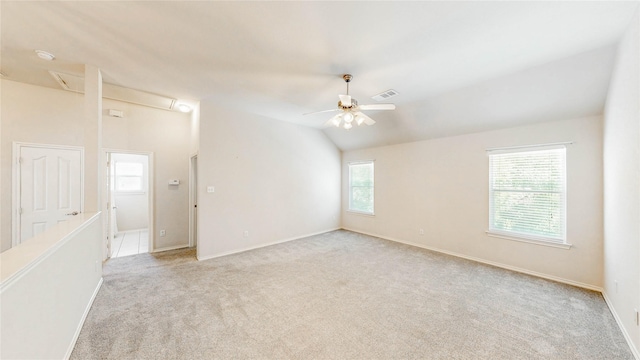 4009 Bickmore Ln, Fort Worth, TX 76244 - unfurnished room featuring light carpet, a ceiling fan, attic access, and lofted ceiling